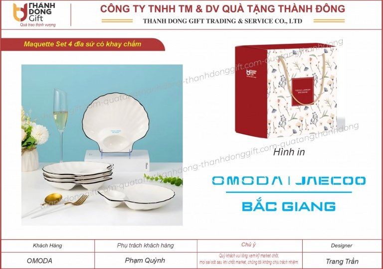 Bộ 4 đĩa sứ hình con sò - OMODA Bắc Giang