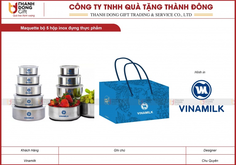 Bộ 5 Hộp Inox Đựng Thực Phẩm - Vinamilk