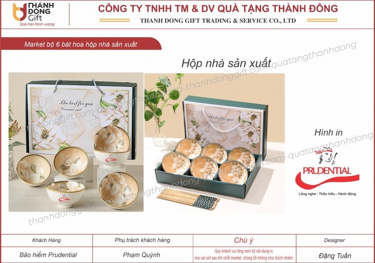 Bộ 6 bát cơm hoa - Prudential