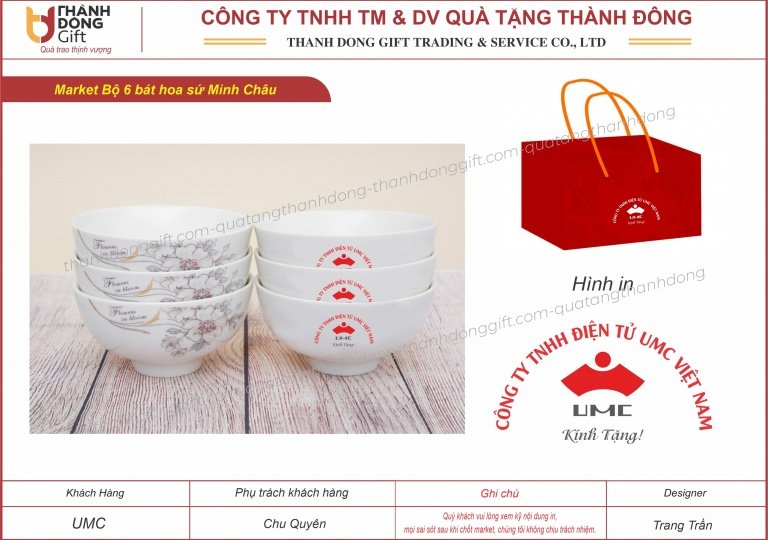 bộ 6 bát cơm hoa sứ minh châu - umc