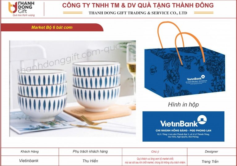 bộ 6 bát cơm sọc xanh - vietinbank pgd phong lan
