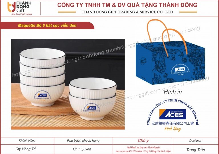 bộ 6 bát sơm viền đen - cty hồng trí