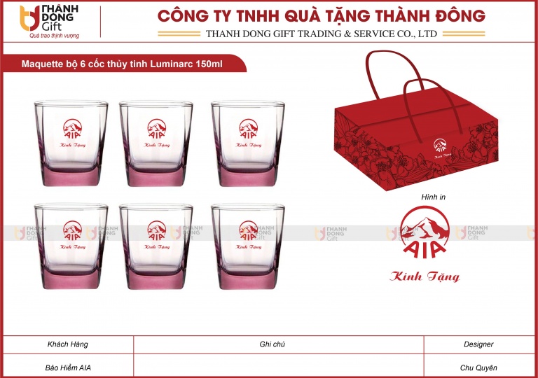 Bộ 6 Cốc Thủy Tinh 150ml - Bảo Hiểm AIA