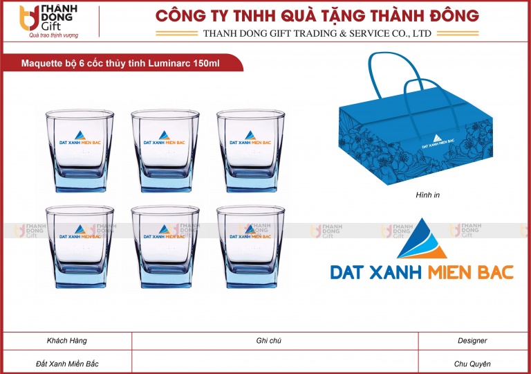 Bộ 6 Cốc Thủy Tinh 150ml - Đất Xanh Miền Bắc