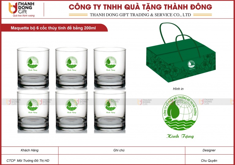 Bộ 6 Cốc Thủy Tinh Đế Bằng - Cty CP MT Đô Thị Hải Dương