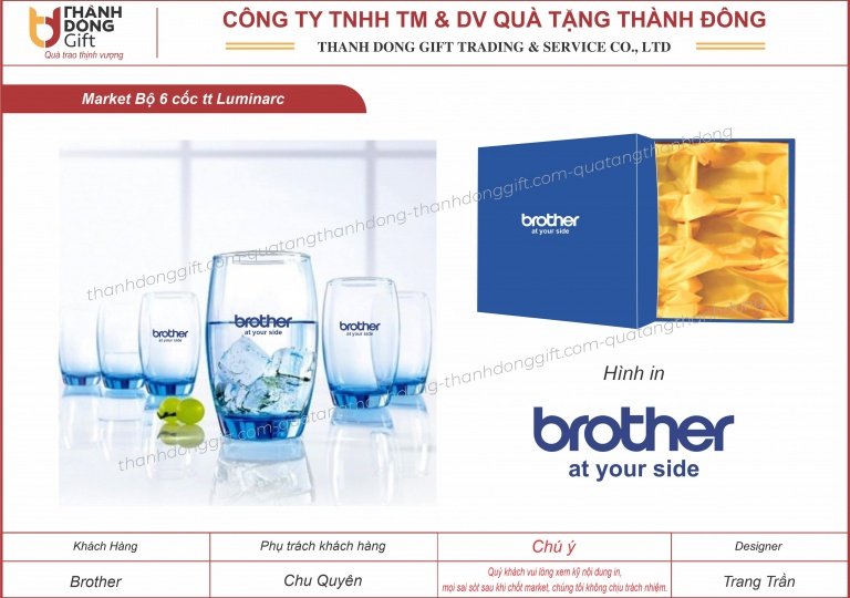 Bộ 6 cốc thủy tinh Luminarc - Brother