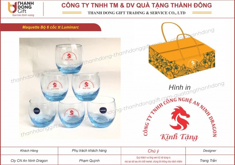 Bộ 6 cốc thủy tinh Luminarc - Công ty công nghệ an ninh Dragon