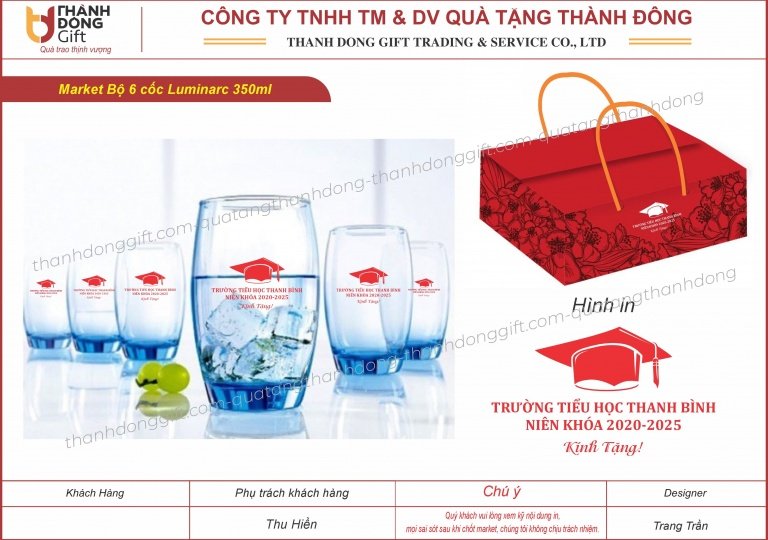 Bộ 6 cốc trứng cao thủy tinh Luminarc - Trường Tiểu học Thanh Bình