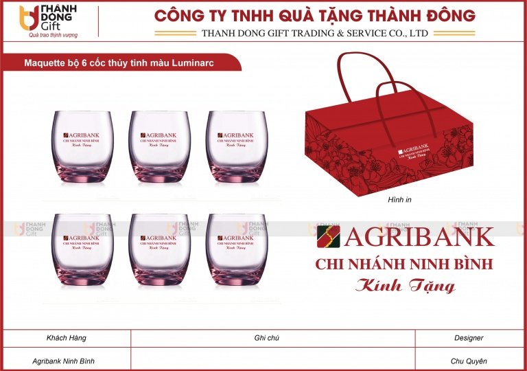 Bộ 6 Cốc Thủy Tinh Màu - Agribank CN Ninh Bình