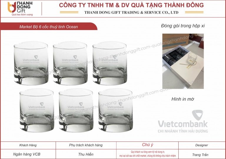 Bộ 6 cốc thủy tinh ocean - vietcombank hải dương