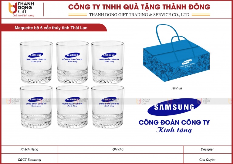 Bộ 6 Cốc Thủy Tinh Thái Lan - CĐCT Samsung