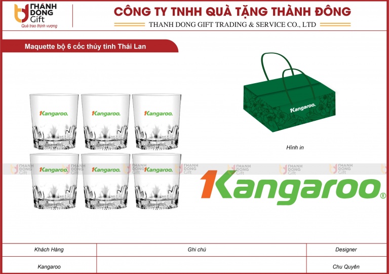 Bộ 6 Cốc Thủy Tinh Thái Lan - Kangaroo