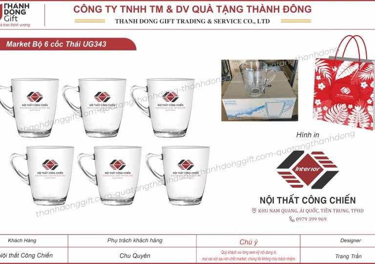 bộ 6 cốc thủy tinh Thái Lan - Nội thất Công Chiến