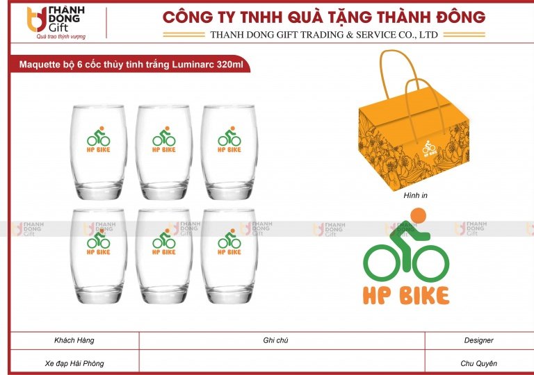 Bộ 6 Cốc Thủy Tinh Trắng 320ml - Xe Đạp Hải Phòng