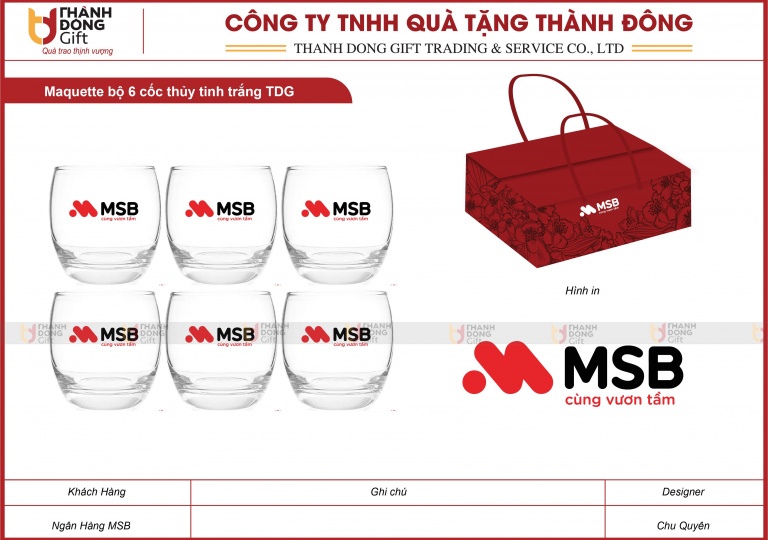 Bộ 6 Cốc Thủy Tinh Trắng - Ngân Hàng MSB