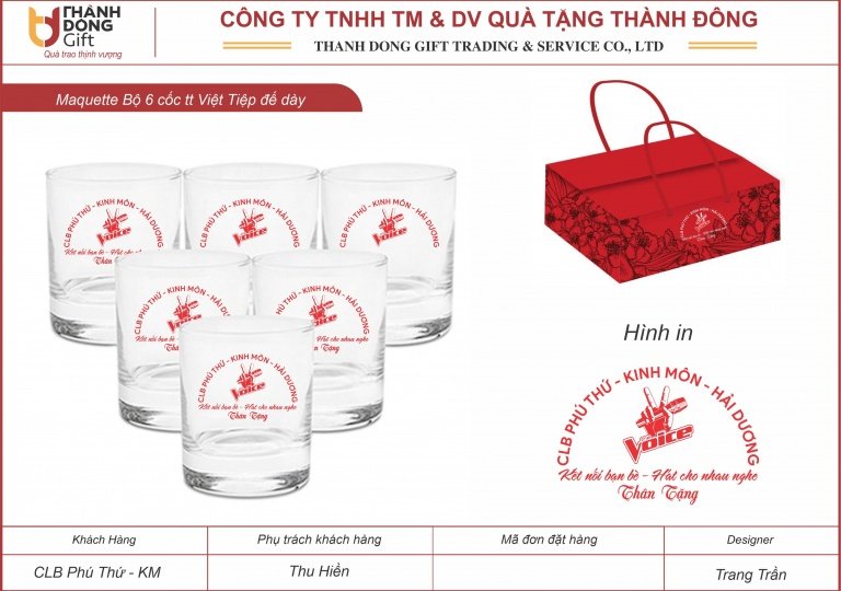 Bộ 6 cốc thủy tinh Việt Tiệp đế dày - CLB Phú Thứ