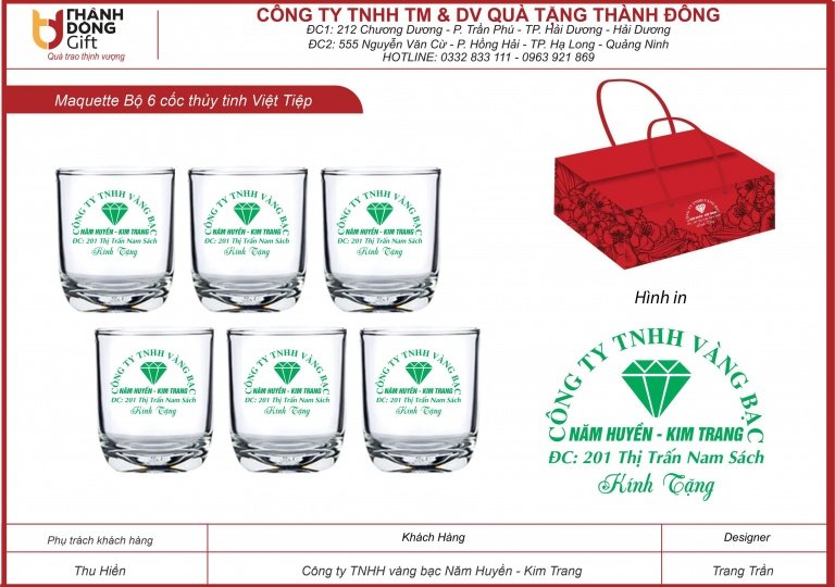 Bộ 6 cốc thủy tinh Việt Tiệp VT181 - Vàng bạc Năm Huyền