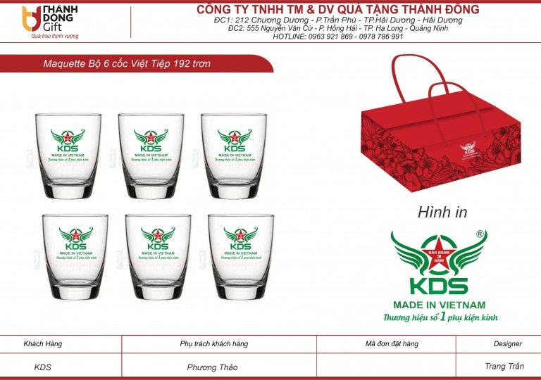 Bộ 6 cốc thủy tinh Việt Tiệp VT192 - KDS