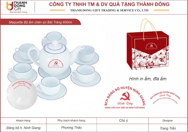 Bộ ấm chén Bát Tràng - Đại hội Đảng bộ 