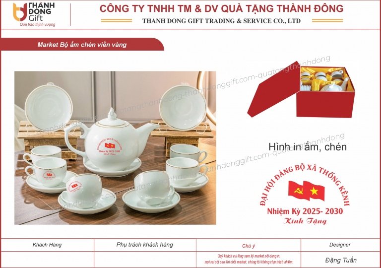 Bộ ấm chén Bát Tràng - Đại hội Đảng bộ 
