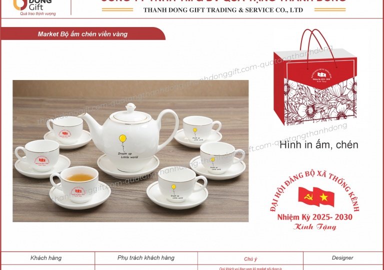 Bộ ấm chén Bát Tràng - Đại hội Đảng bộ 