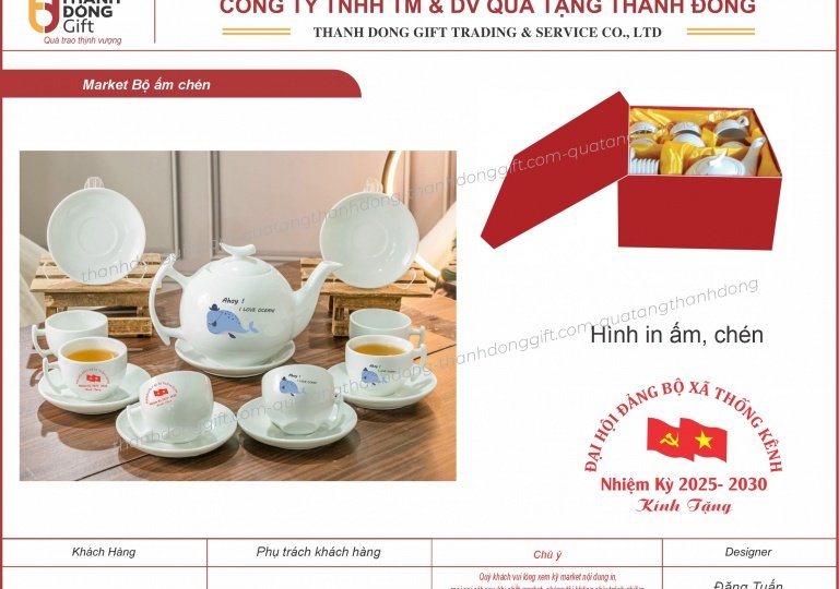 Bộ ấm chén Bát Tràng - Đại hội Đảng bộ 