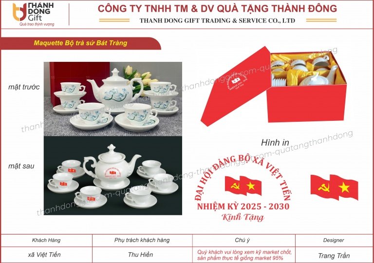 Bộ ấm chén Bát Tràng - Đại hội Đảng bộ 