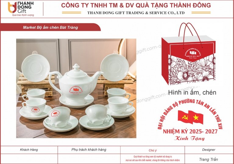 Bộ ấm chén Bát Tràng - Đại hội Đảng bộ  