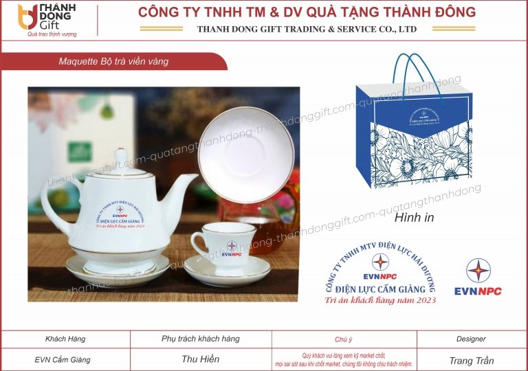 bộ ấm chén bát tràng viền vàng - evn cẩm giàng
