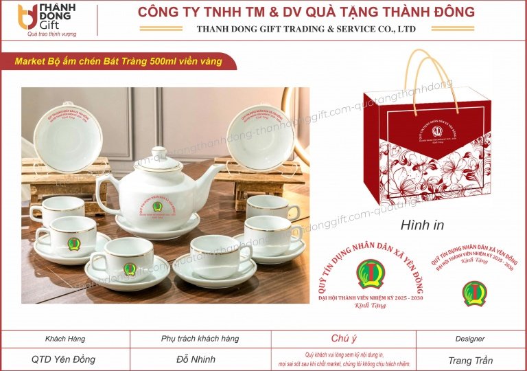 bộ ấm chén bát tràng viền vàng - qtd yên đồng