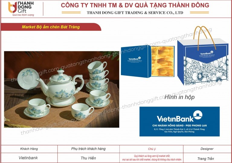 Bộ ấm chén Bát Tràng - vietinbank pgd phong lan