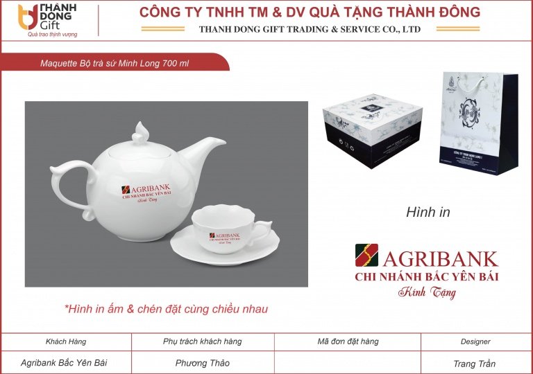 bộ ấm chén minh long dáng mẫu đơn - agribank bắc yên bái
