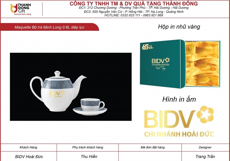 Bộ ấm chén minh long diệp lục - bidv hoài đức