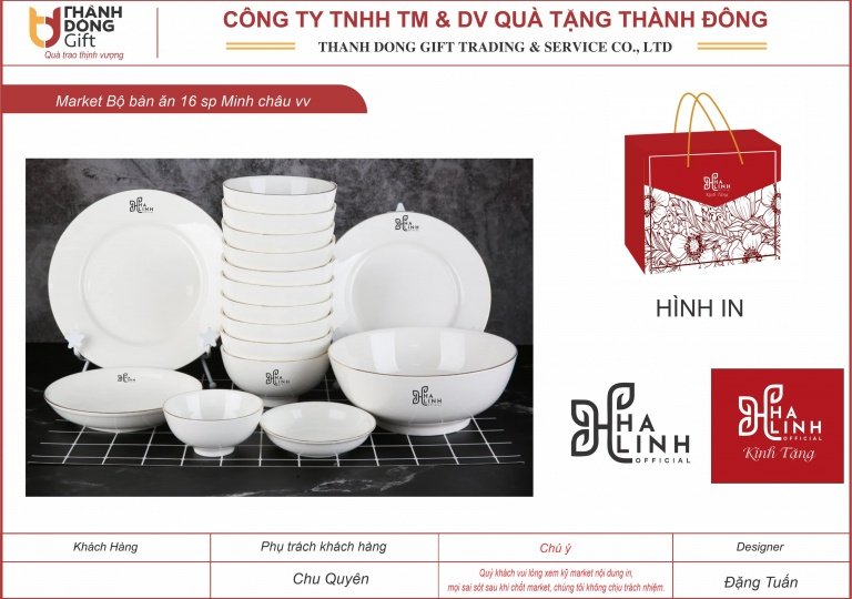 bộ bàn ăn 16sp sứ Minh Châu - Hà Linh 