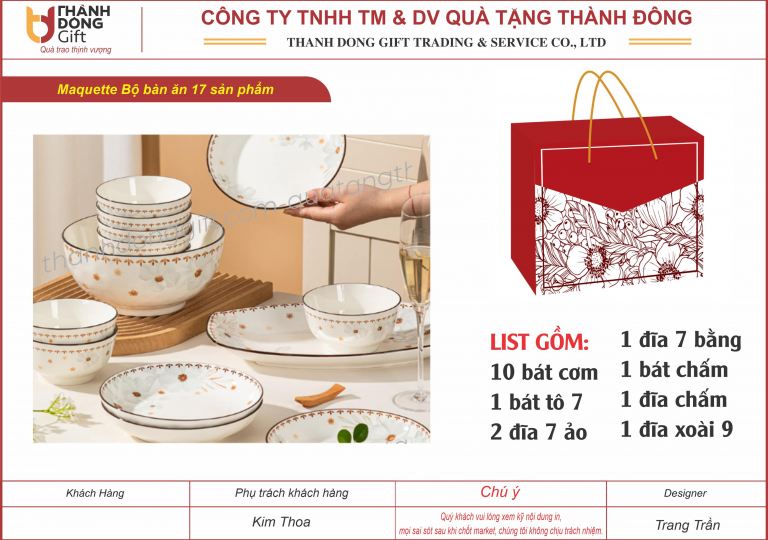 bộ bàn ăn 17sp hoa dừa 