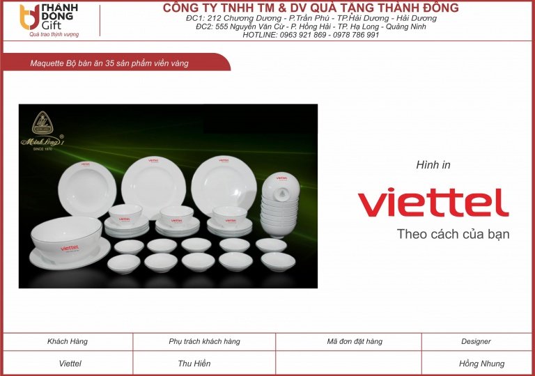 bộ bàn ăn 35sp viền vàng sứ minh long - viettel