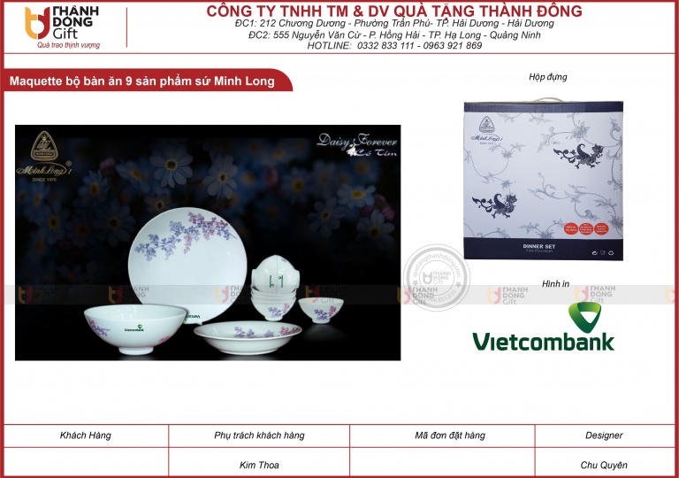 Bộ Bàn Ăn 9 Sản Phẩm Daisy Cỏ Tím - Vietcombank