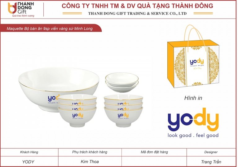 bộ bàn ăn 9sp viền vàng sứ ming long - yody