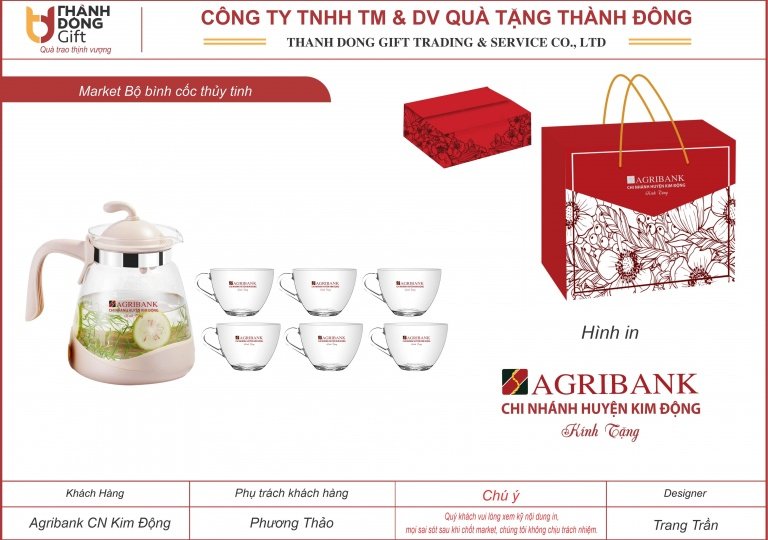 Bộ bình cốc thủy tinh - Agribank Chi nhánh Kim Động