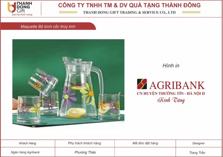 bộ bình cốc thủy tinh - agribank thường tín