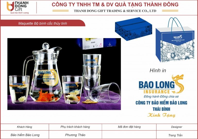 Bộ bình cốc thủy tinh - bảo hiểm bảo long