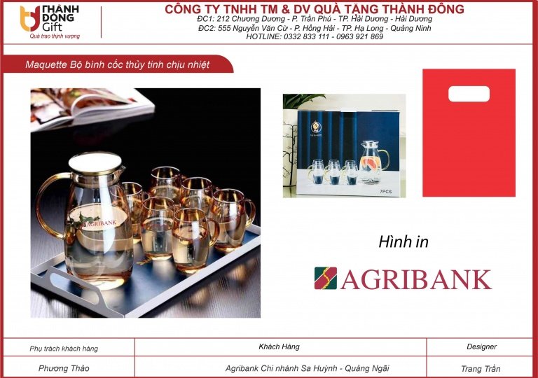 Bộ bình cốc thủy tinh chịu nhiệt - agribank