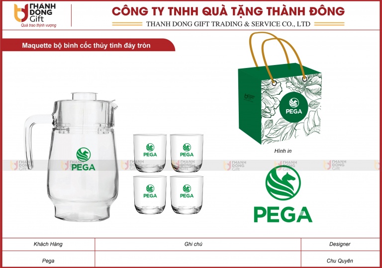 Bộ Bình Cốc Thủy Tinh Đáy Tròn - Pega