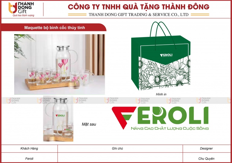 Bộ Bình Cốc Thủy Tinh - Feroli