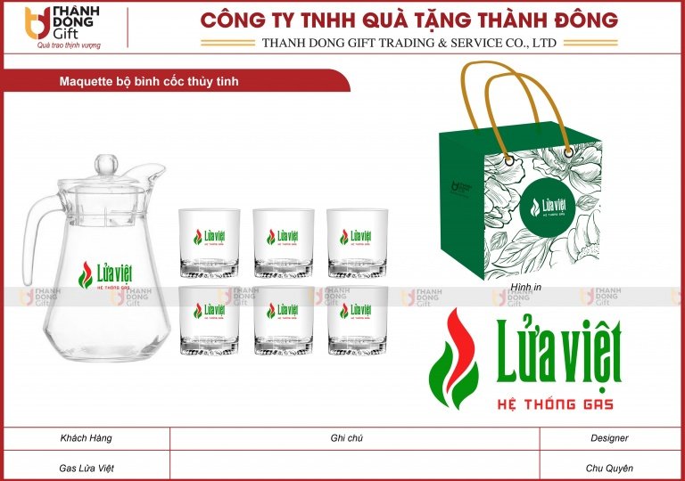 Bộ Bình Cốc Thủy Tinh - Gas Lửa Việt