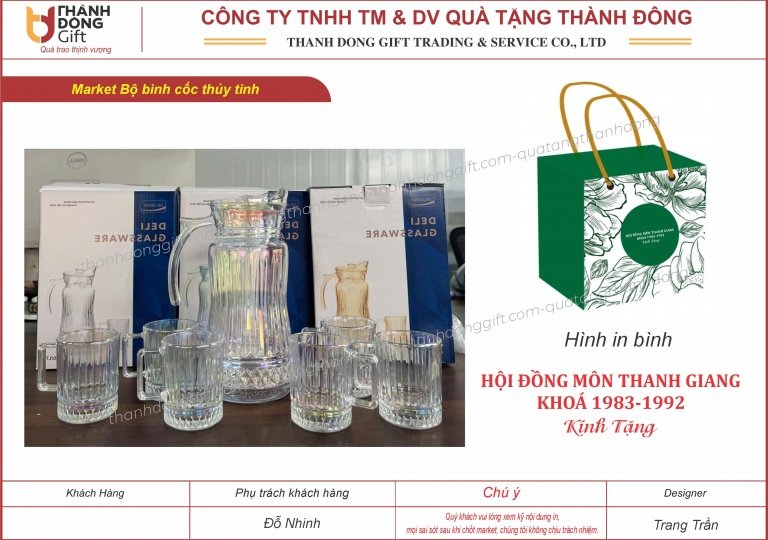 Bộ bình cốc thủy tinh - Hội Đồng môn xã Thanh Giang