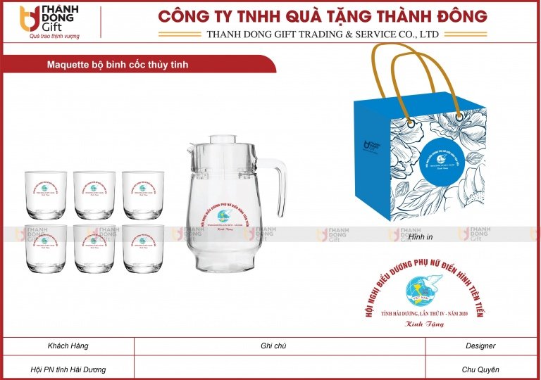 Bộ Bình Cốc Thủy Tinh - Hội Phụ Nữ Tỉnh Hải Dương