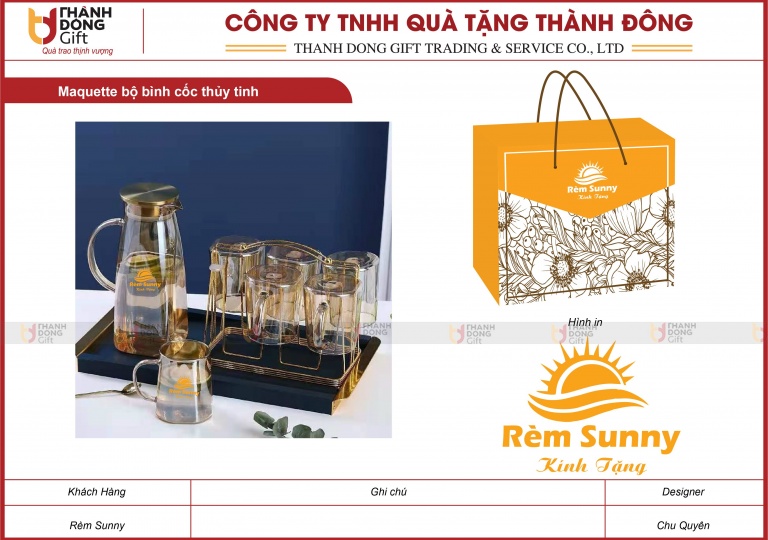 Bộ Bình Cốc Thủy Tinh - Rèm Sunny