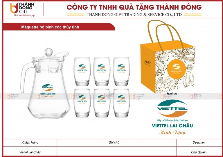 Bộ Bình Cốc Thủy Tinh - Viettel Lai Châu