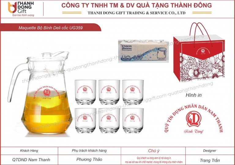 bộ bình thủy tinh deli cốc ug359 - qtd nam thanh